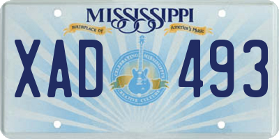 MS license plate XAD493