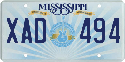 MS license plate XAD494