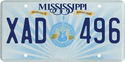 MS license plate XAD496