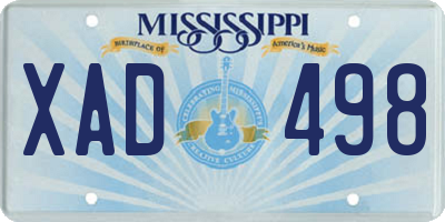 MS license plate XAD498