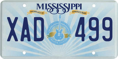 MS license plate XAD499