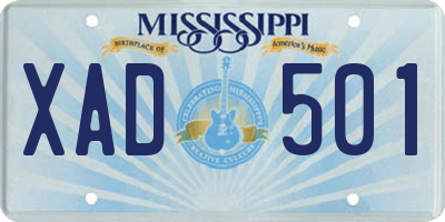 MS license plate XAD501