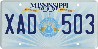 MS license plate XAD503