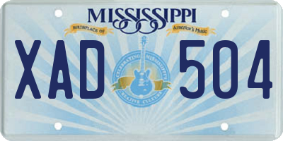 MS license plate XAD504