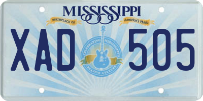 MS license plate XAD505