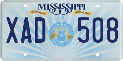 MS license plate XAD508