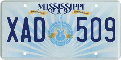 MS license plate XAD509