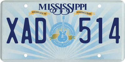 MS license plate XAD514