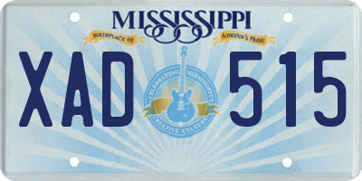 MS license plate XAD515