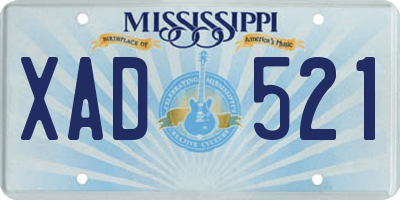 MS license plate XAD521