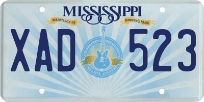 MS license plate XAD523