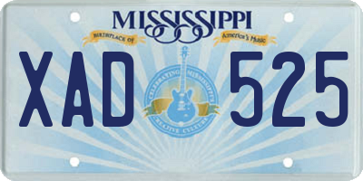 MS license plate XAD525