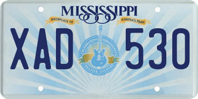 MS license plate XAD530