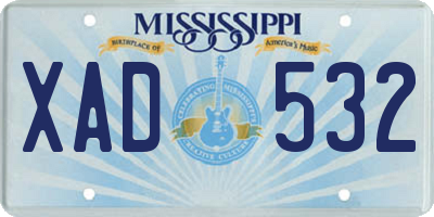 MS license plate XAD532