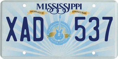MS license plate XAD537