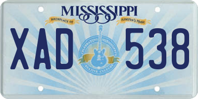 MS license plate XAD538
