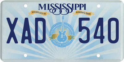 MS license plate XAD540