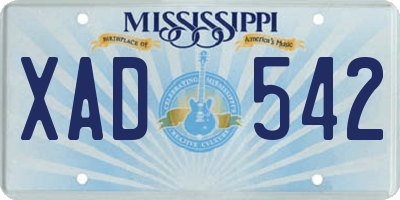 MS license plate XAD542