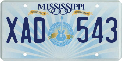 MS license plate XAD543