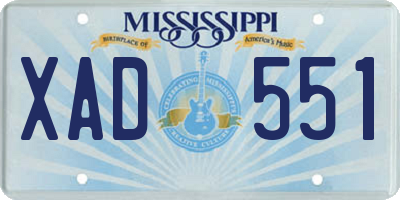 MS license plate XAD551