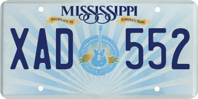 MS license plate XAD552