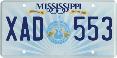 MS license plate XAD553