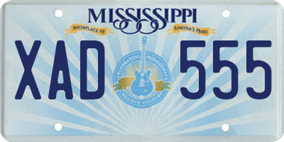 MS license plate XAD555