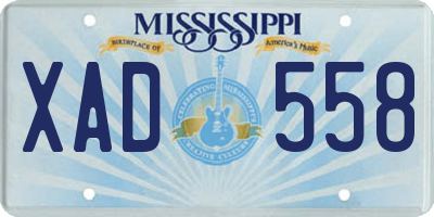 MS license plate XAD558