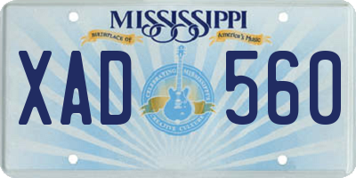 MS license plate XAD560
