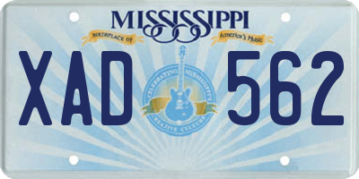 MS license plate XAD562