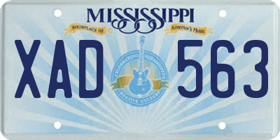 MS license plate XAD563