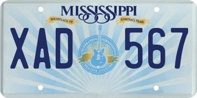 MS license plate XAD567