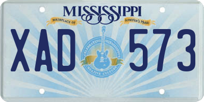 MS license plate XAD573