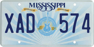 MS license plate XAD574
