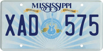 MS license plate XAD575