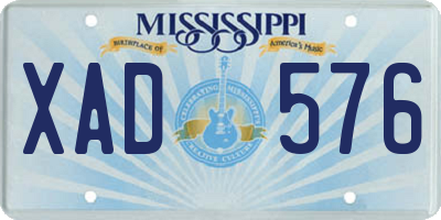 MS license plate XAD576