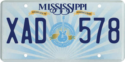 MS license plate XAD578