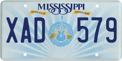 MS license plate XAD579
