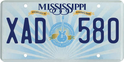 MS license plate XAD580