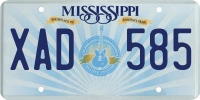 MS license plate XAD585