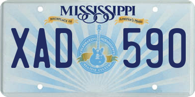 MS license plate XAD590