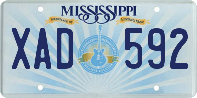 MS license plate XAD592