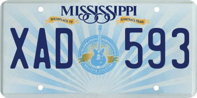 MS license plate XAD593