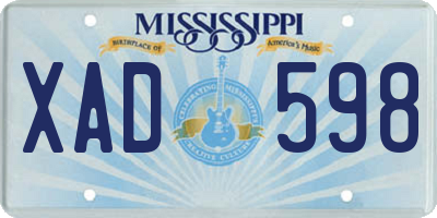 MS license plate XAD598