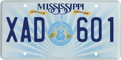 MS license plate XAD601
