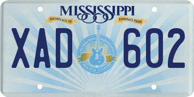 MS license plate XAD602