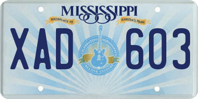 MS license plate XAD603