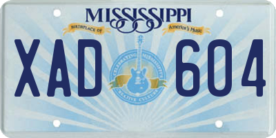 MS license plate XAD604