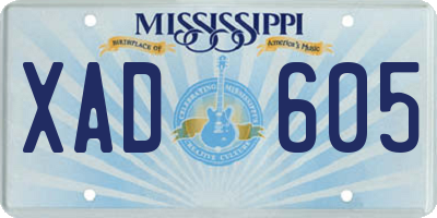 MS license plate XAD605