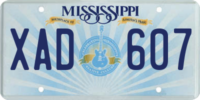 MS license plate XAD607